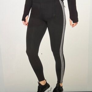 Athleta Black Leggings W/White Stripes SzXS